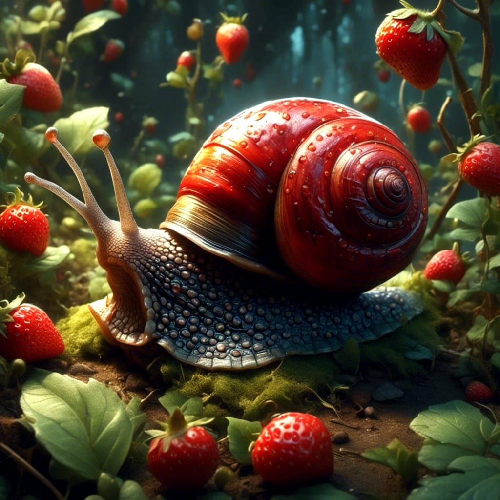 A strawberry snail