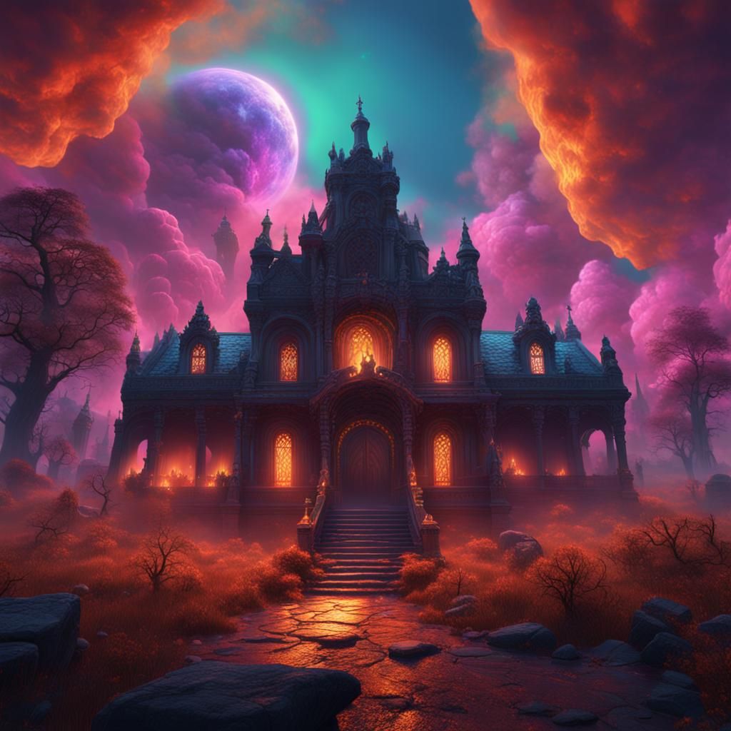 Glowing Sky with Hidden Ghost Spirits