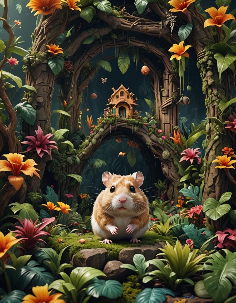 Tropical Hamster in Detailed Matte Painting
