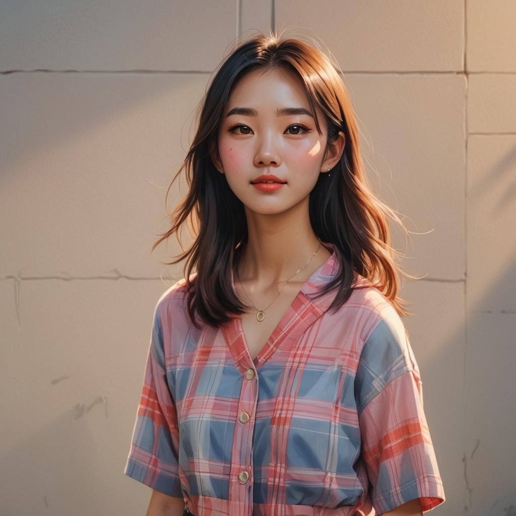 Anime Portrait of Asian Girl in Sunlight