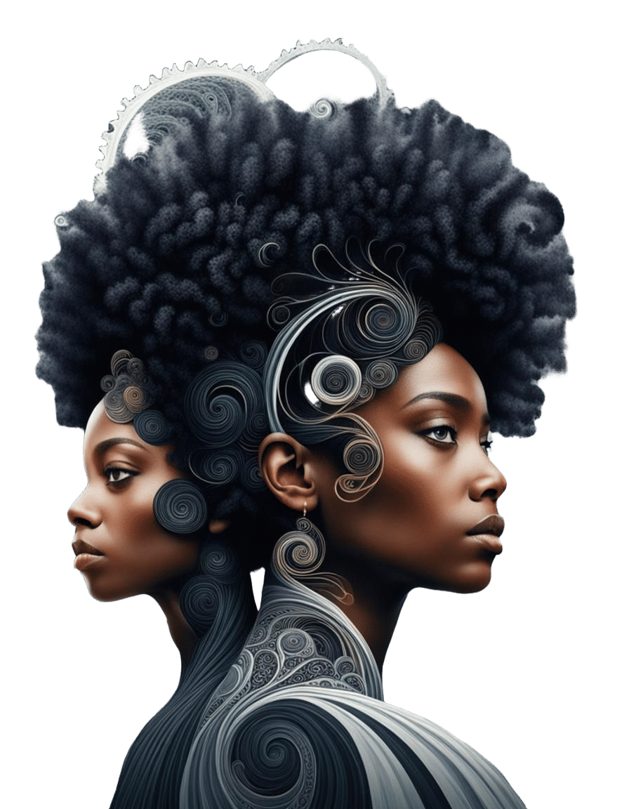 Black Woman in Fractal Pointillism Art