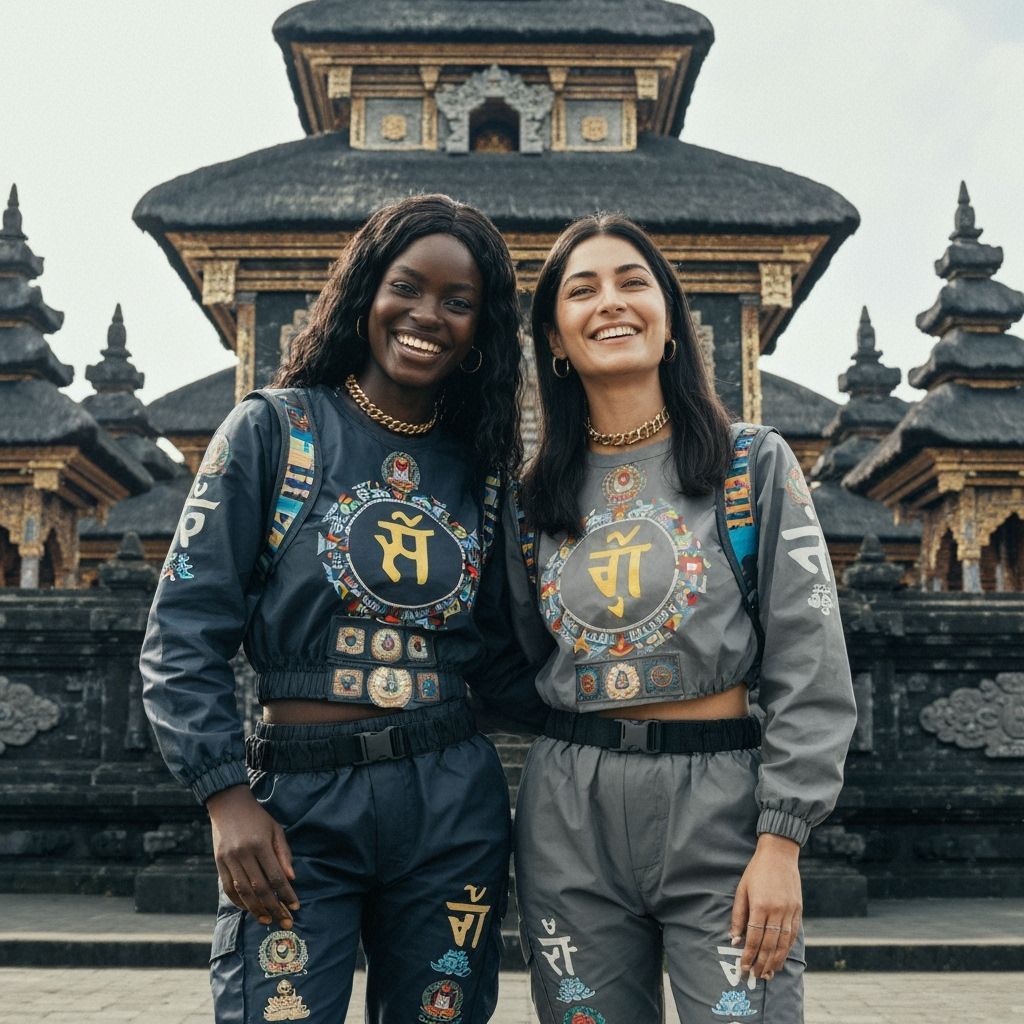 Futuristic Streetwear Fashion at Indonesian Temple