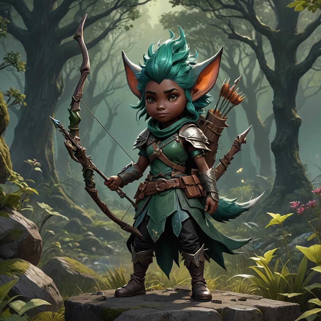 Gnome Ranger with Fox Familiar in Fantasy Art