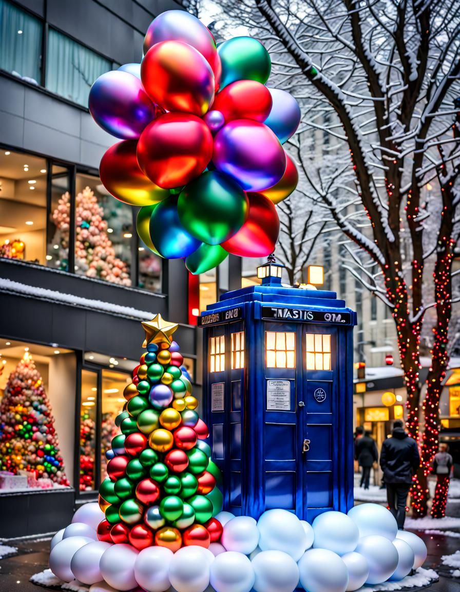 Festive Tardis Balloon Sculpture in Matsumoto Style