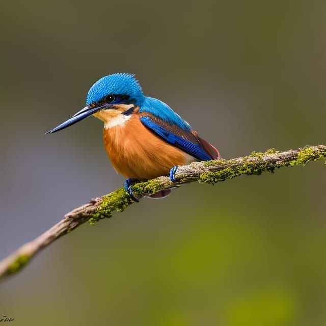 Kingfisher in Spring Landscape: Action Painting