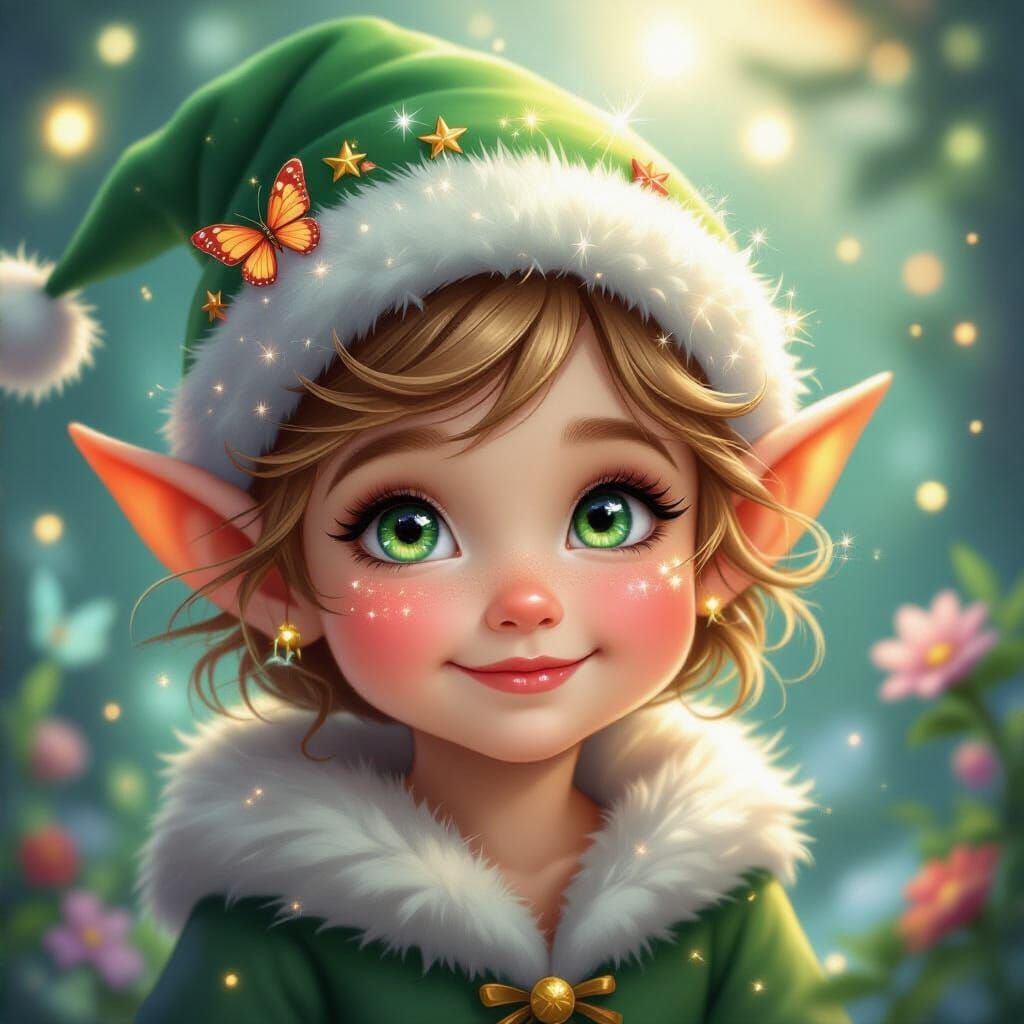 Sparkling Elven Baby Portrait with Festive Magic