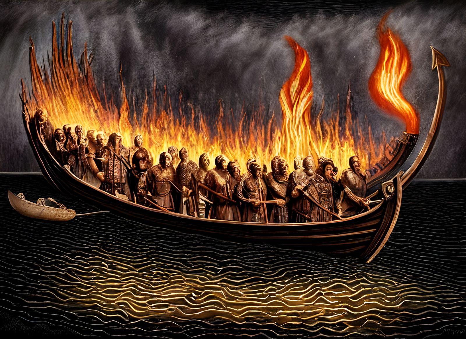 Viking Funeral Pyre in Fiendish Storm