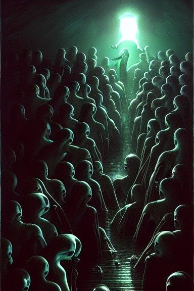 Alien Mother and Followers: A Horror Scene