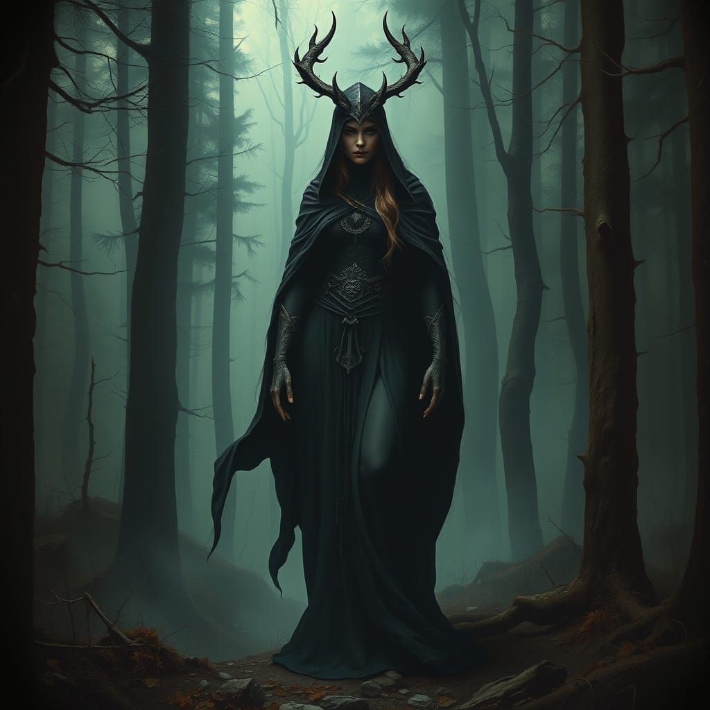 Louhi: Finnish Goddess in Eerie Forest