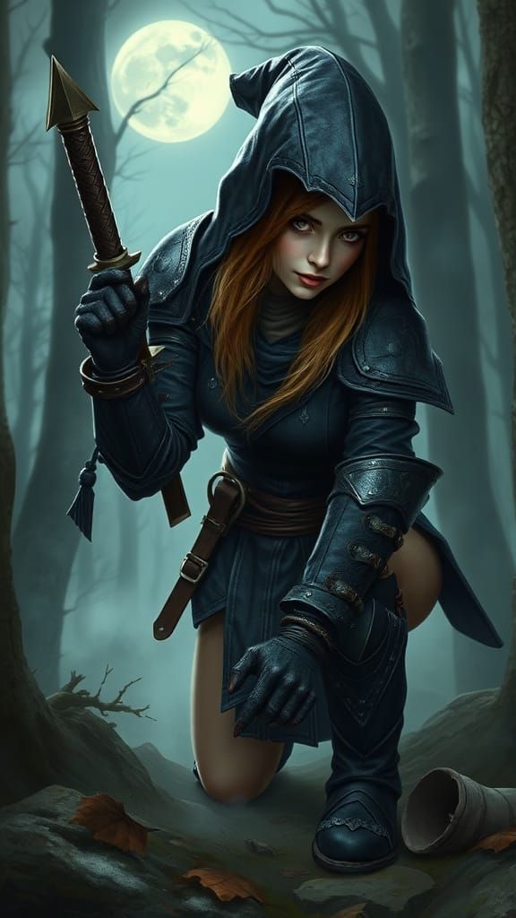 Stealthy Gnome Assassin in Moonlit Forest