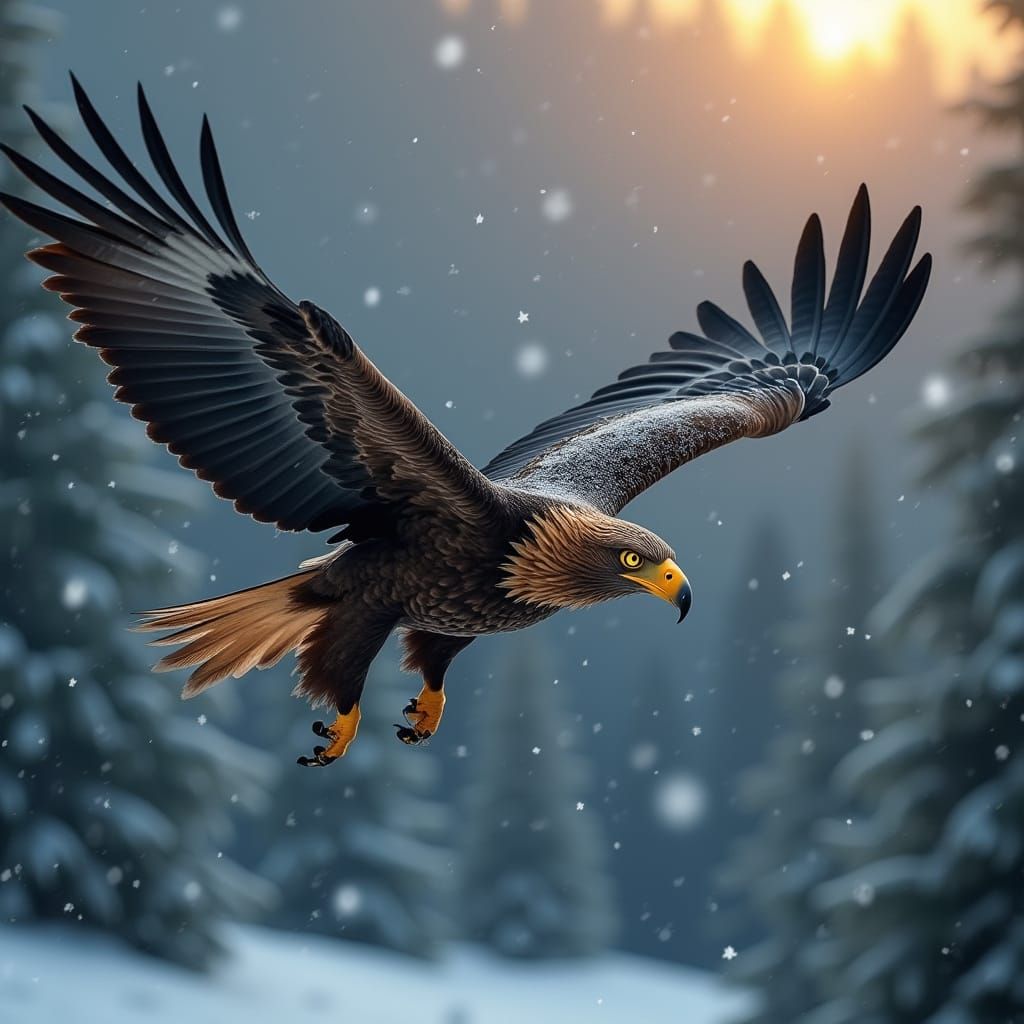 Majestic Golden Eagle in Winter Serenity