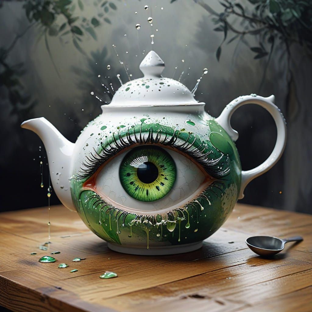 Digital art Extremely detailed of a giant green eye in the w...