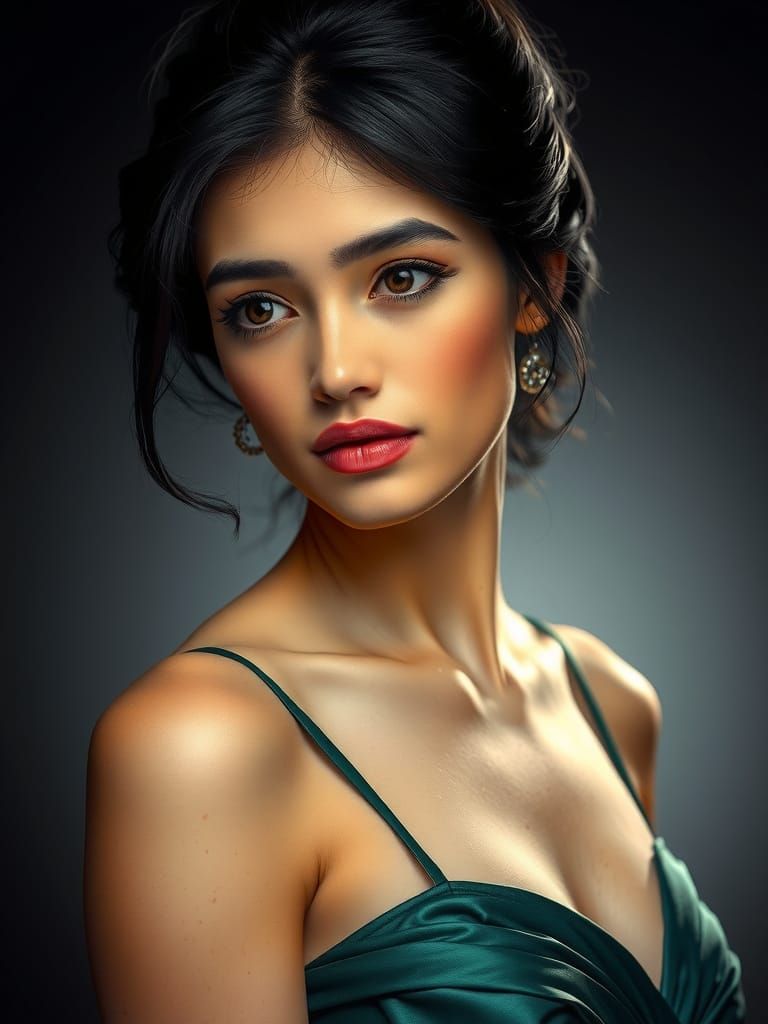 Ethereal Beauty in Emerald Green Satin