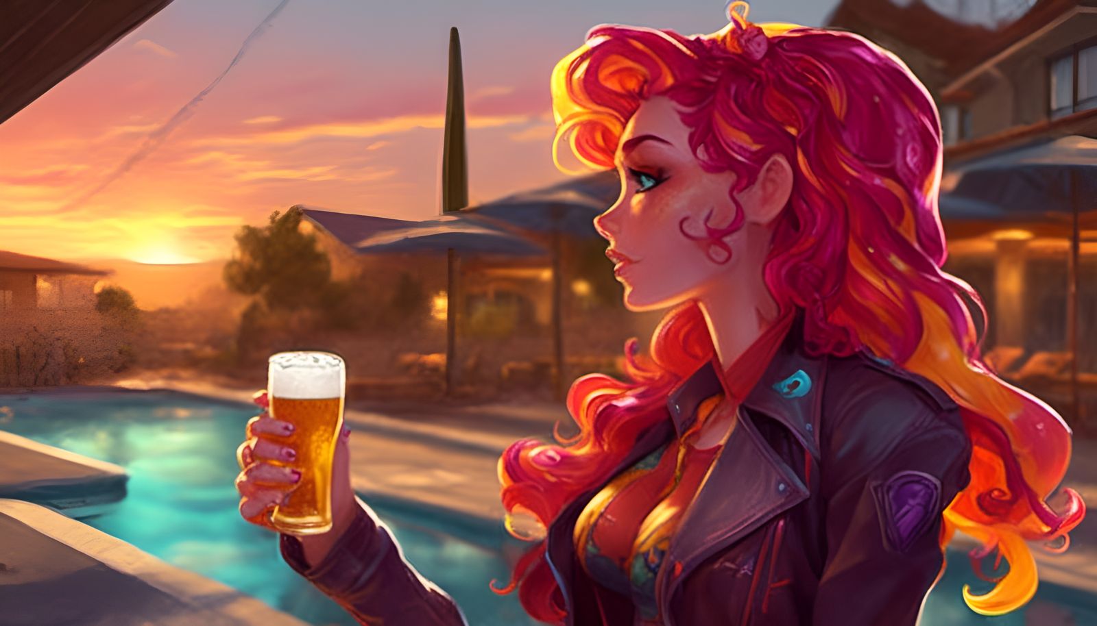 Sunset Shimmer Relaxing in Phoenix: Fantasy Portrait