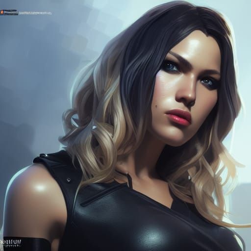 Black Canary Portrait in Art Nouveau Style