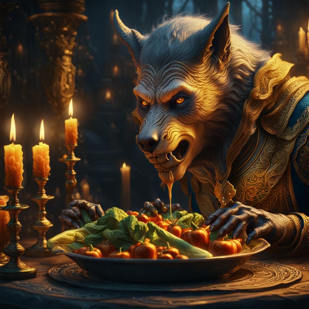 Werewolf Snubs Vegetables: Fantasy Concept Art
