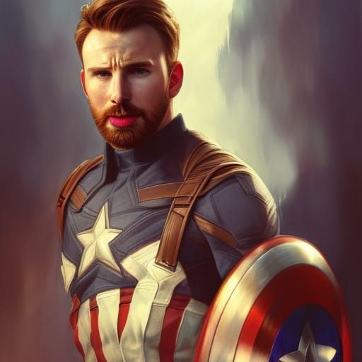 Captain America Portrait in Hyperdetailed Splash Art Style