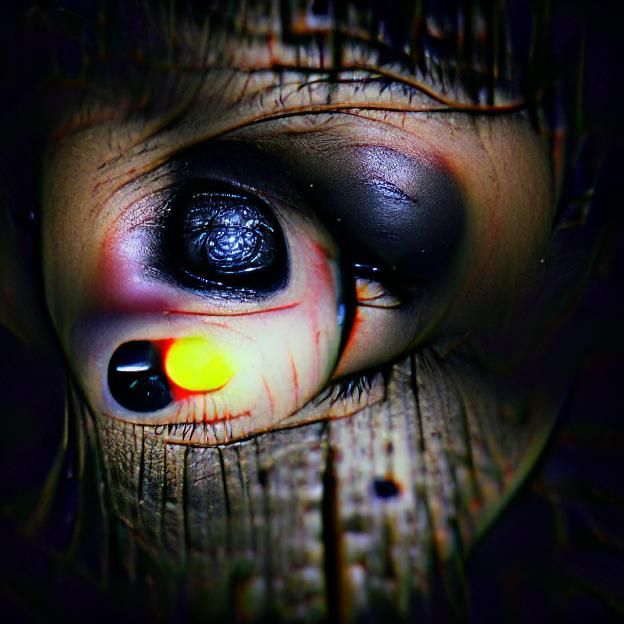 Eerie Figure with Black Eyes in Darkness