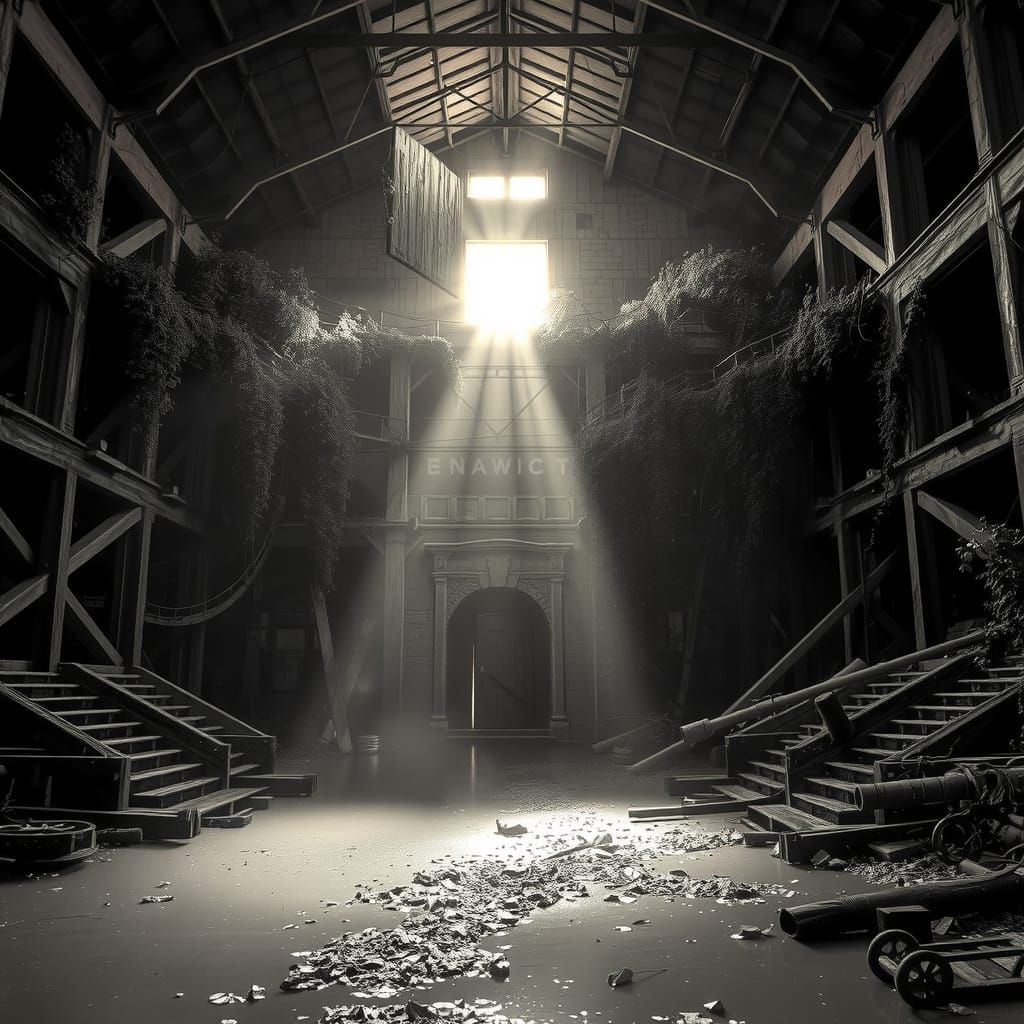 Colossal Disused Papermill in Haunting Black and White