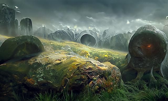 Darkness Threatens Mountain Stream in Photorealistic Style