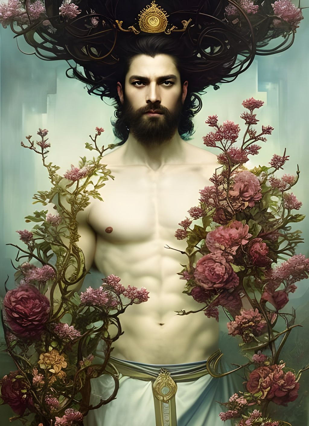 Bearded King Nature God Portrait