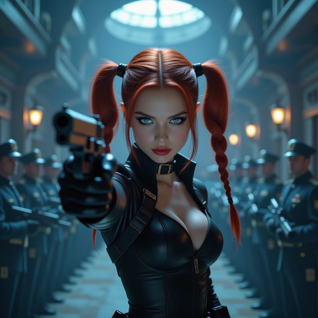 Supervillain Hideout Infiltration by Redheaded Spy