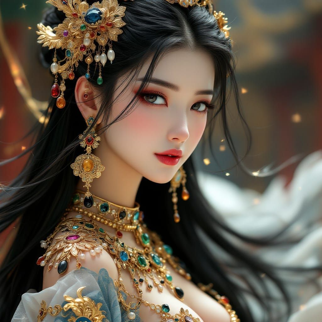 Alluring Chinese Goddess in Royal Palace