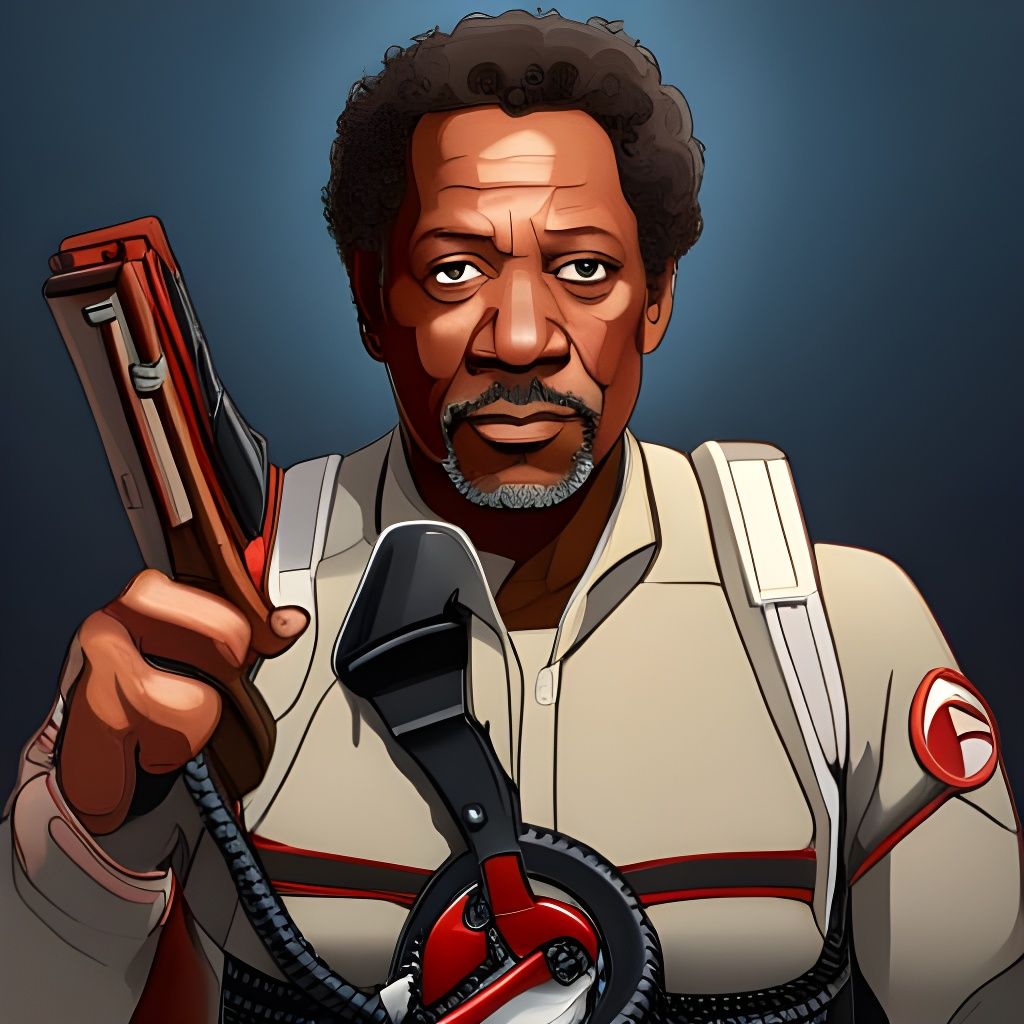 Morgan Freeman as Ghostbusters Venkman, Photorealistic Sci-F...