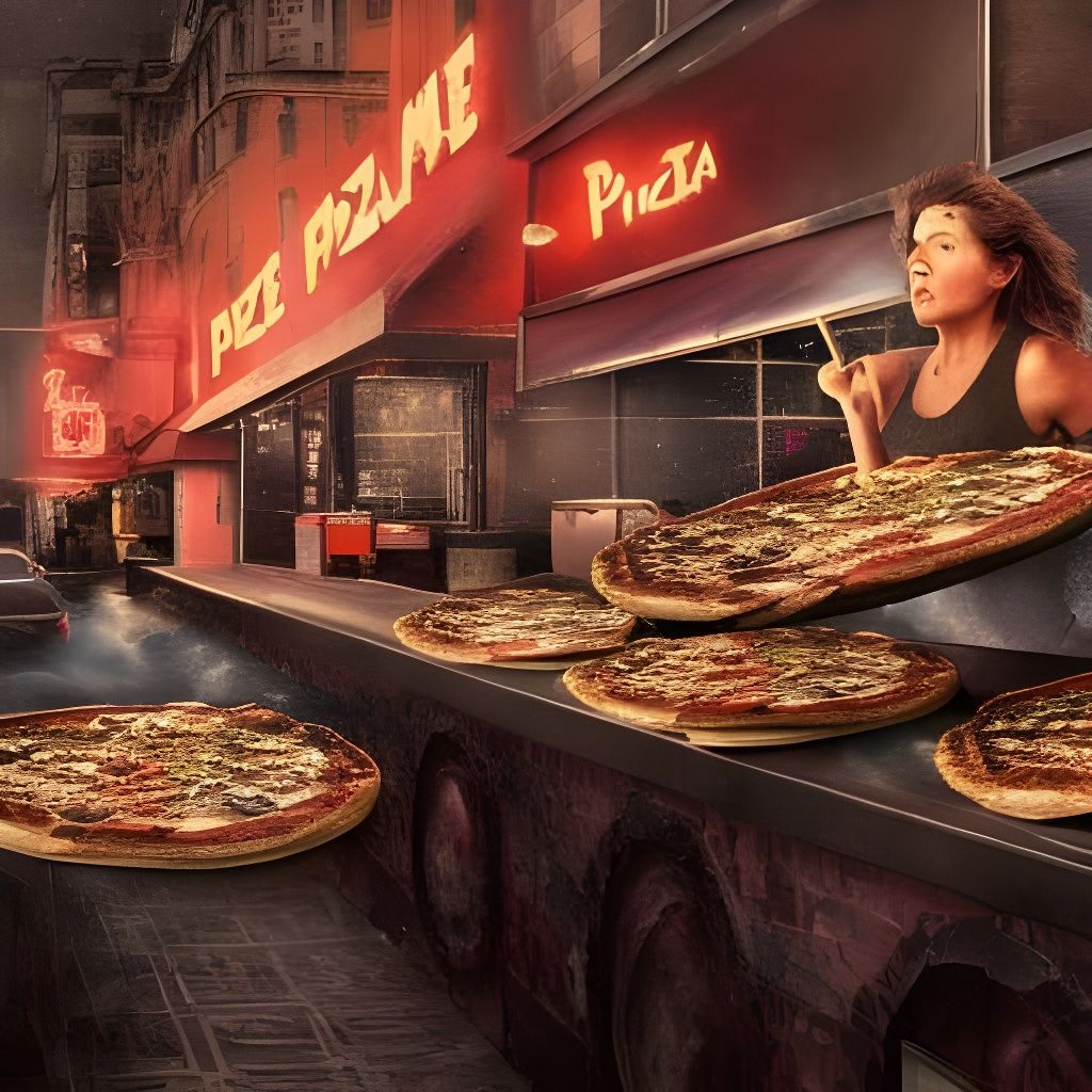 Exploding Pizza Machine in Maximalist Digital Art