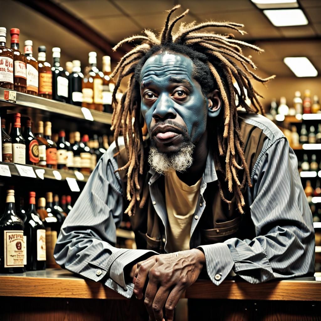 Street Beggar's Despair: A Digital Art Portrait