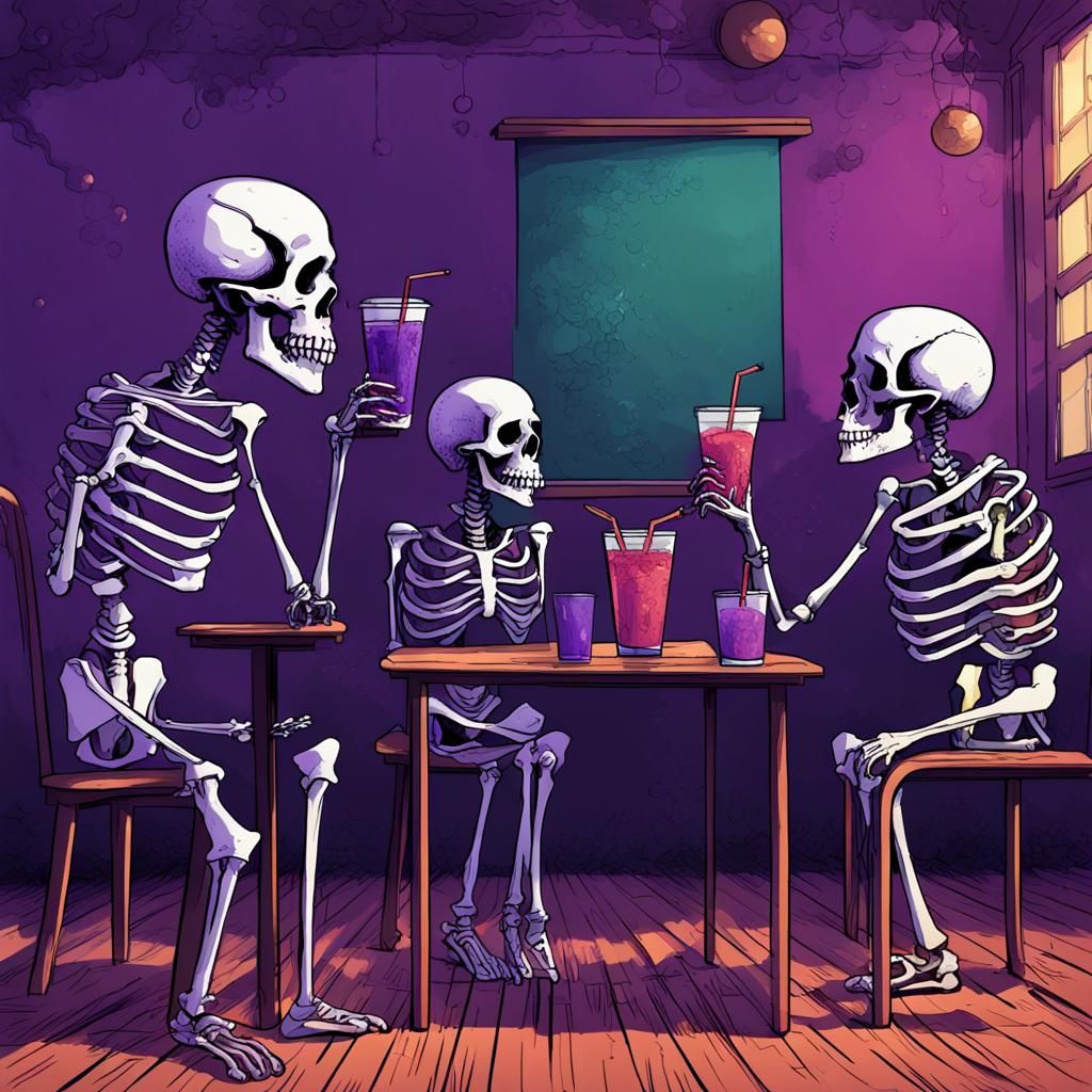 Skeletons Attend Student Presentation: Matte Painting