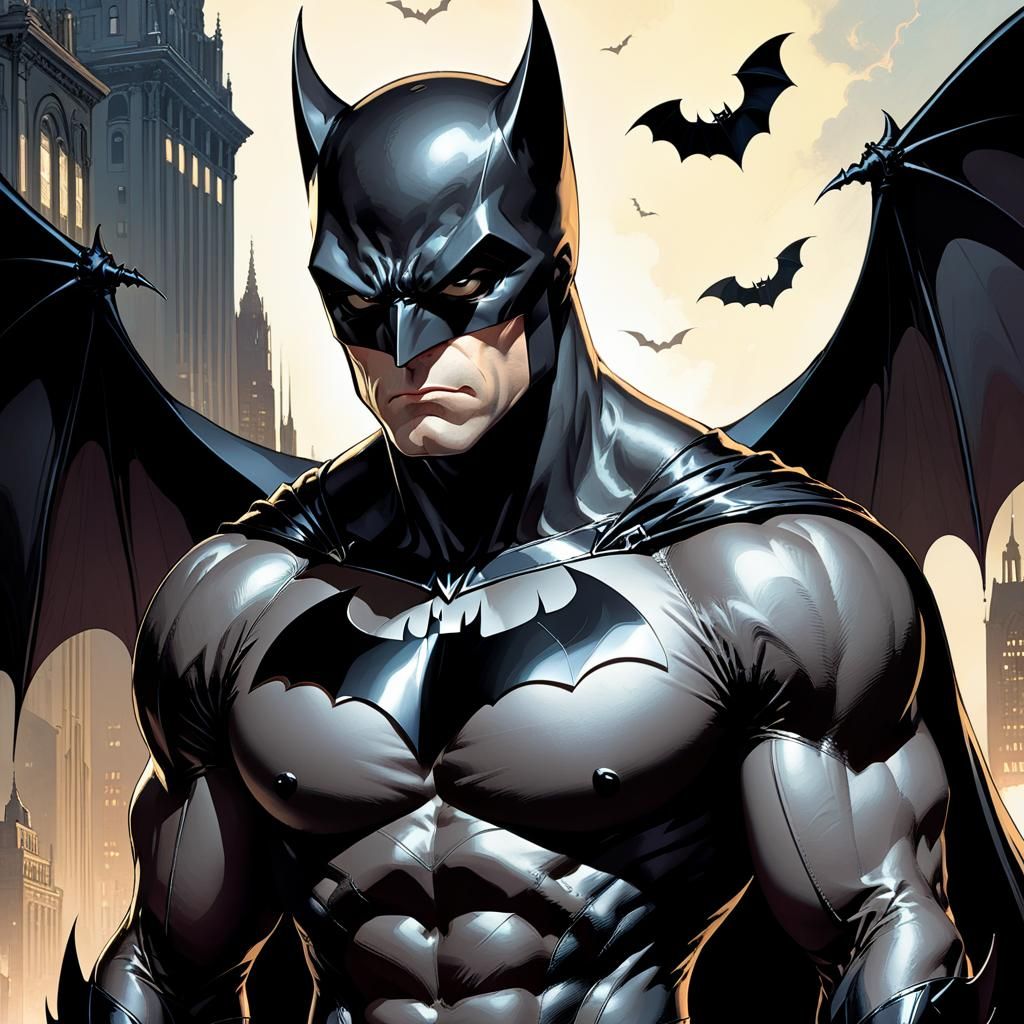 Noir Comic Style Bat Superhero