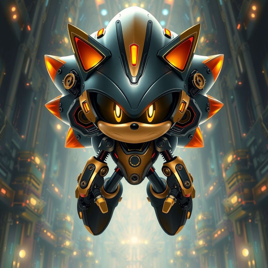 Sleek Steam Punk Hedgehog Robot Defies Gravity in a Futurist...