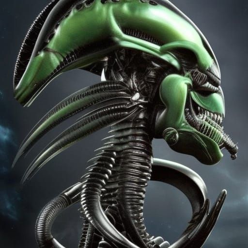 Xenomorph and Borg Hybrid Illustration