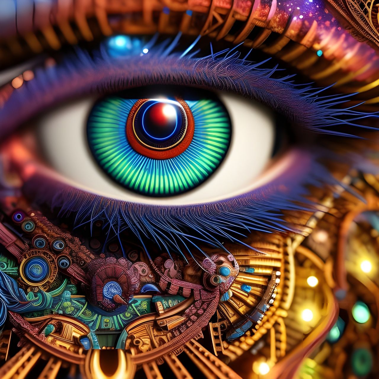 Mechanical Eye in Space: Intricate Digital Art