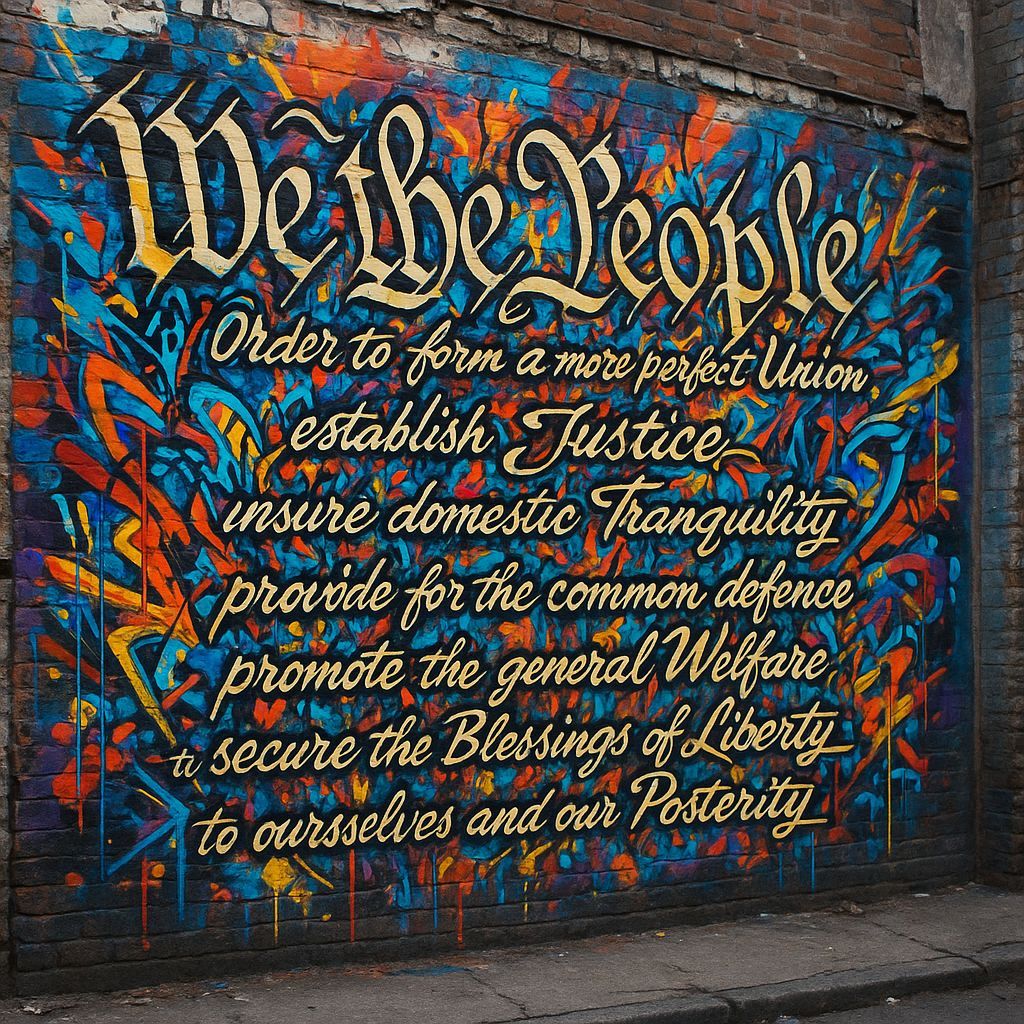 Constitution Preamble Mural in Urban Graffiti Art Style
