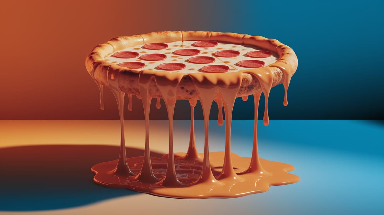 Surreal Melting Pizza in Salvador Dali Style