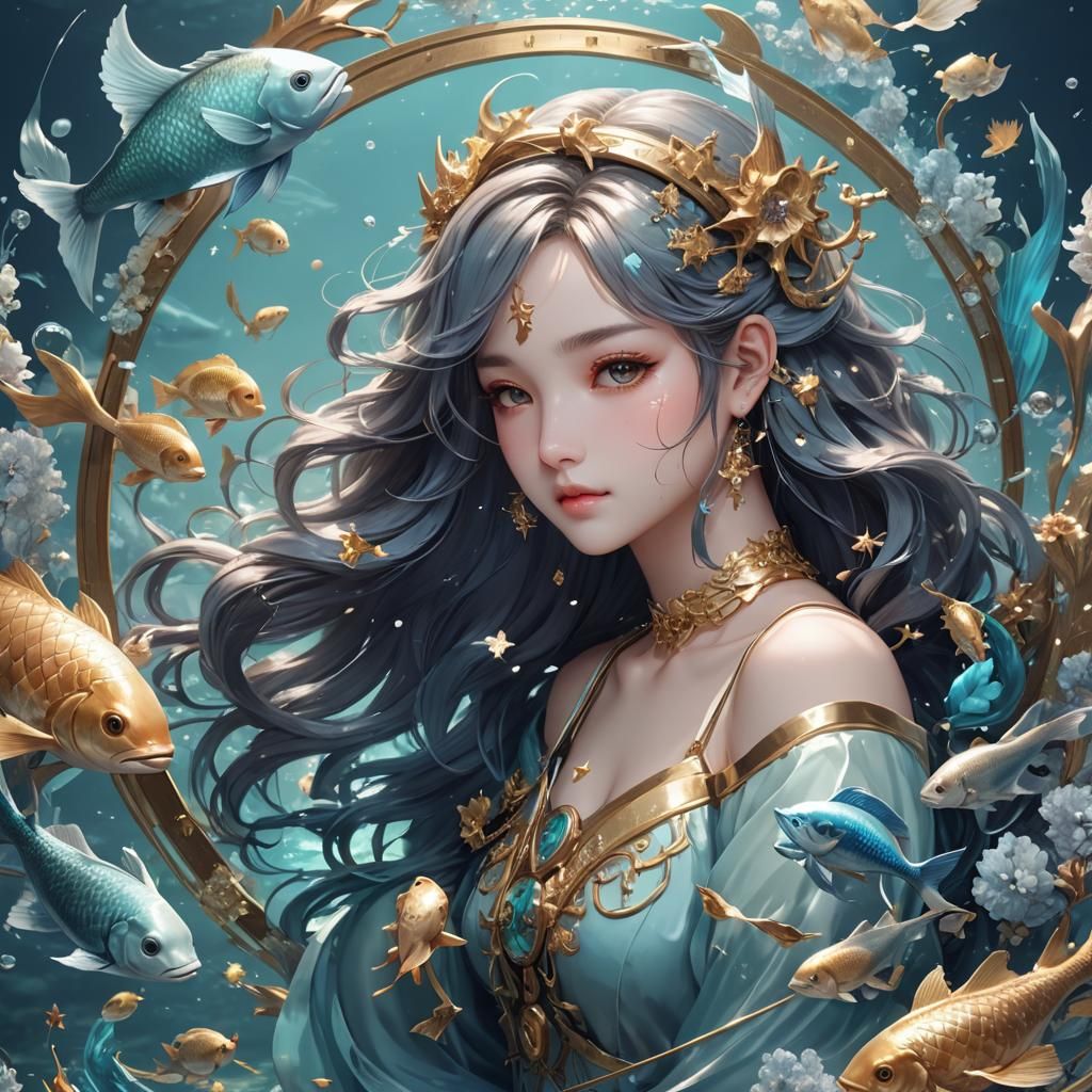 Pisces Zodiac Sign in 3D Anime Art