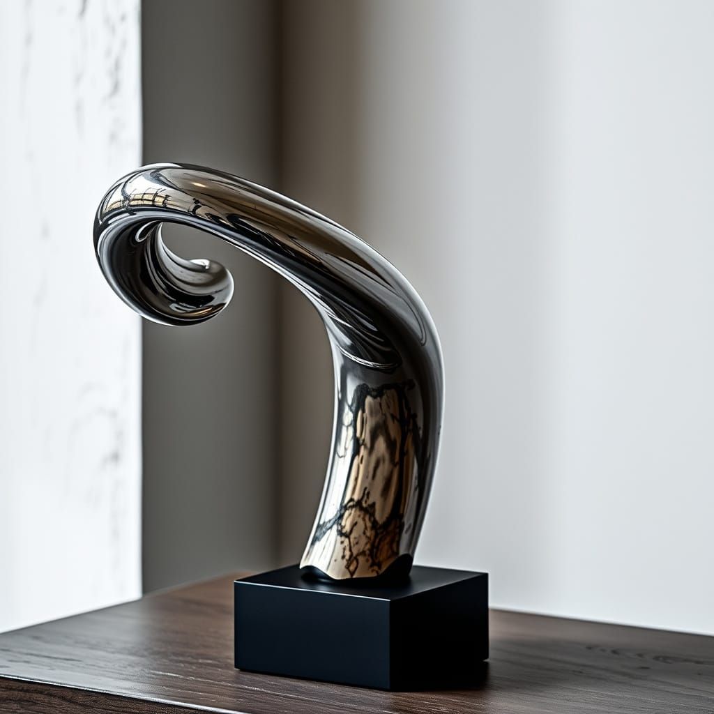 Polished Chrome Mammoth Tusk in Minimalist Decor