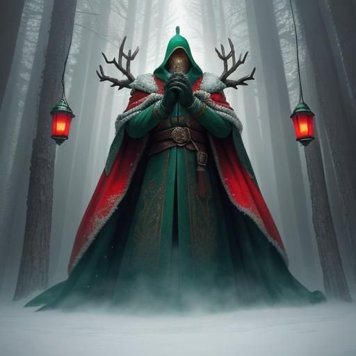 Santa Claus in Mystical Forest Concept Art
