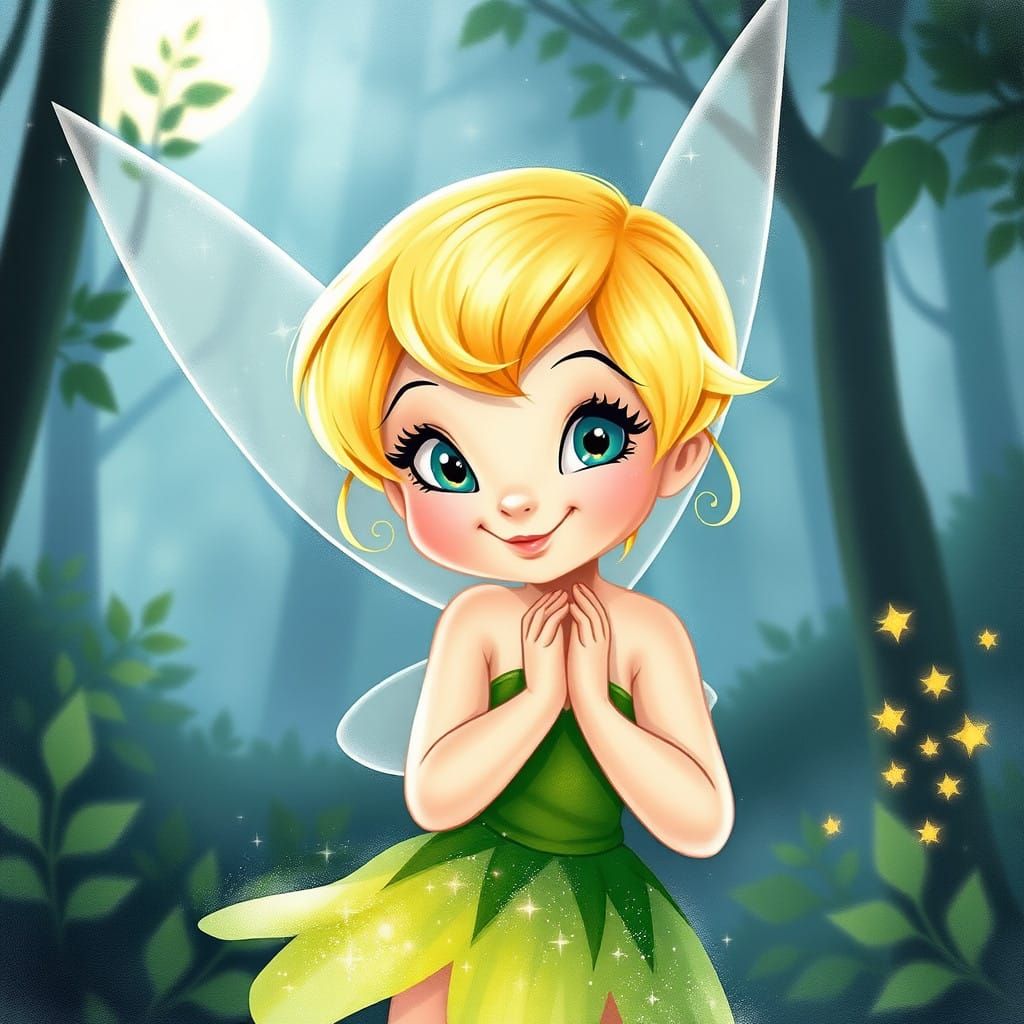 Whimsical Tinker Bell in Dreamy Moonlit Forest