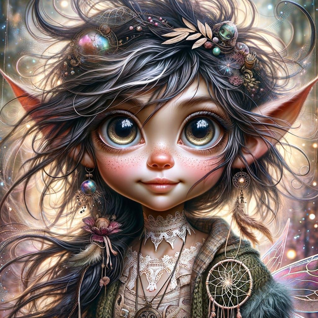 Enchanting South Asian Pixie in Fairy Forest