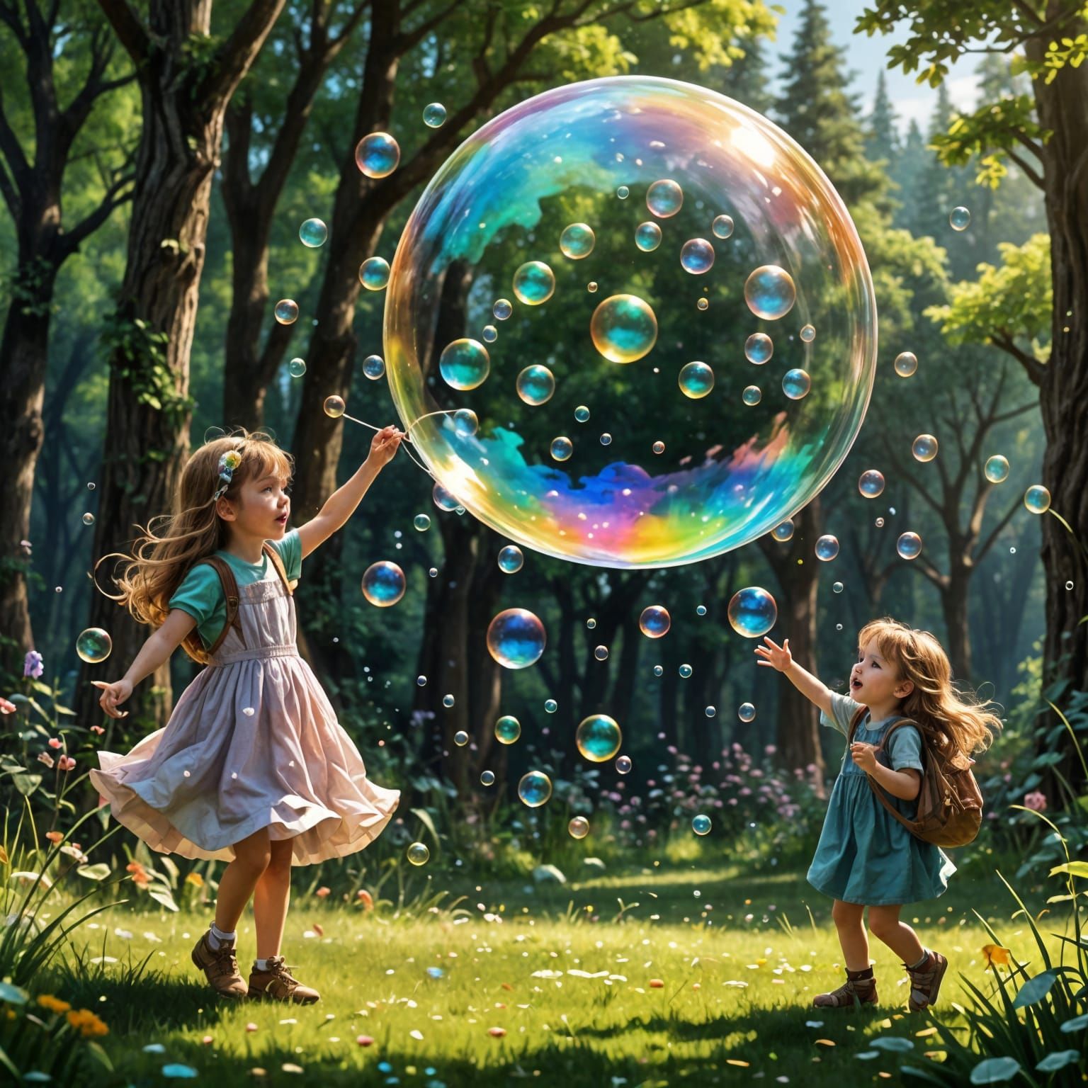 Magical Rainbow Soap Bubble Cloudscape