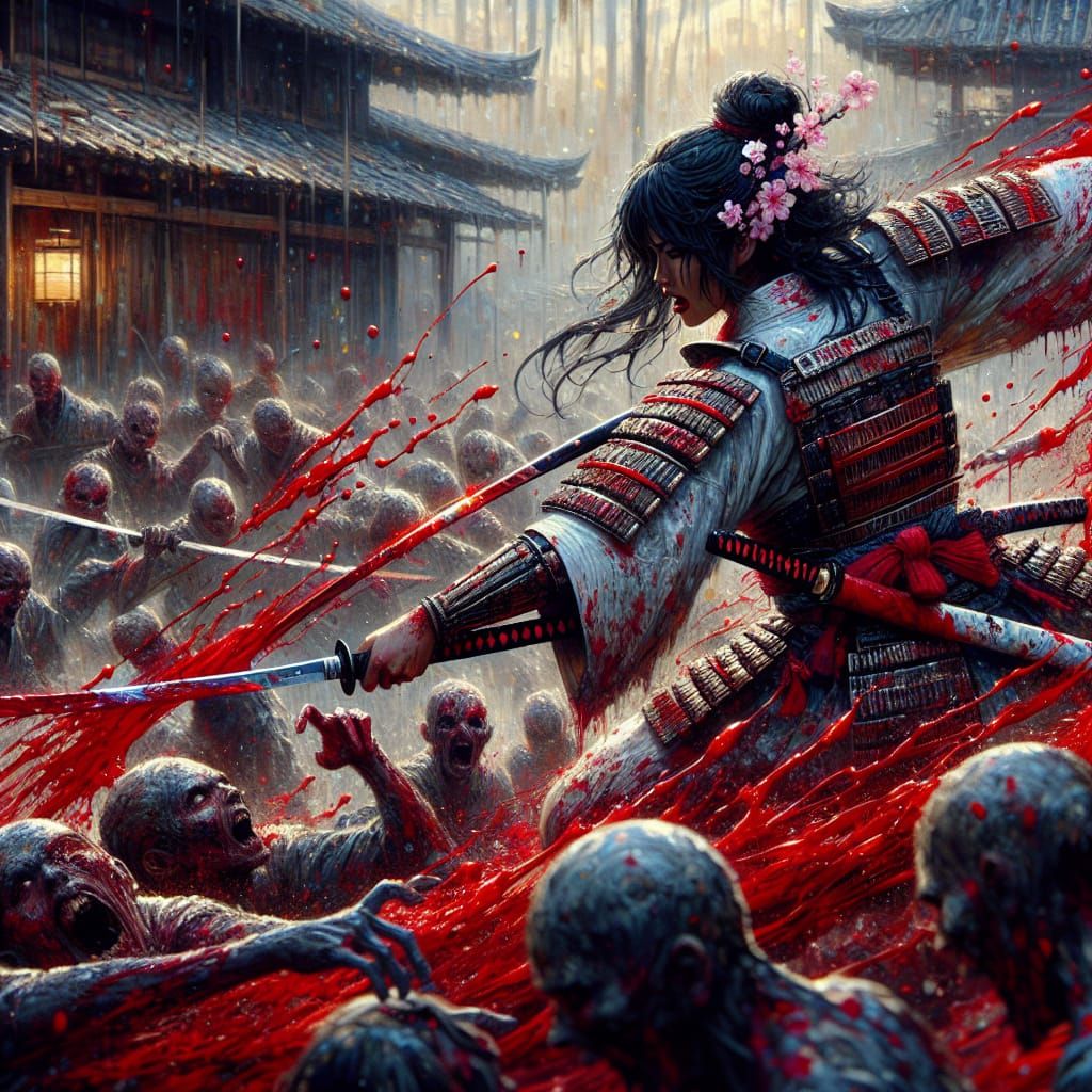 Samurai Slices Through Zombie Horde in Post-Apocalyptic Japa...