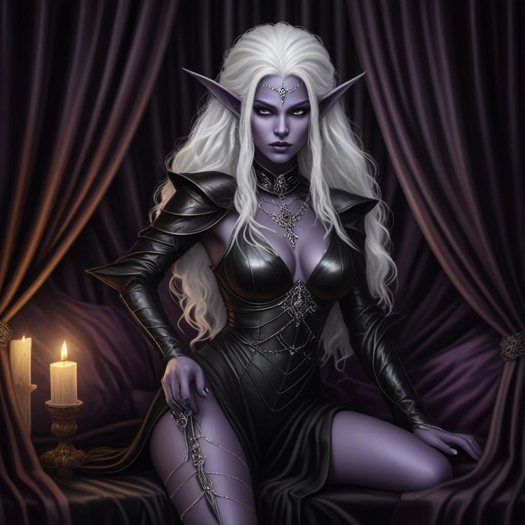 Dark Elven Guardian in Baroque Gothic Luxury