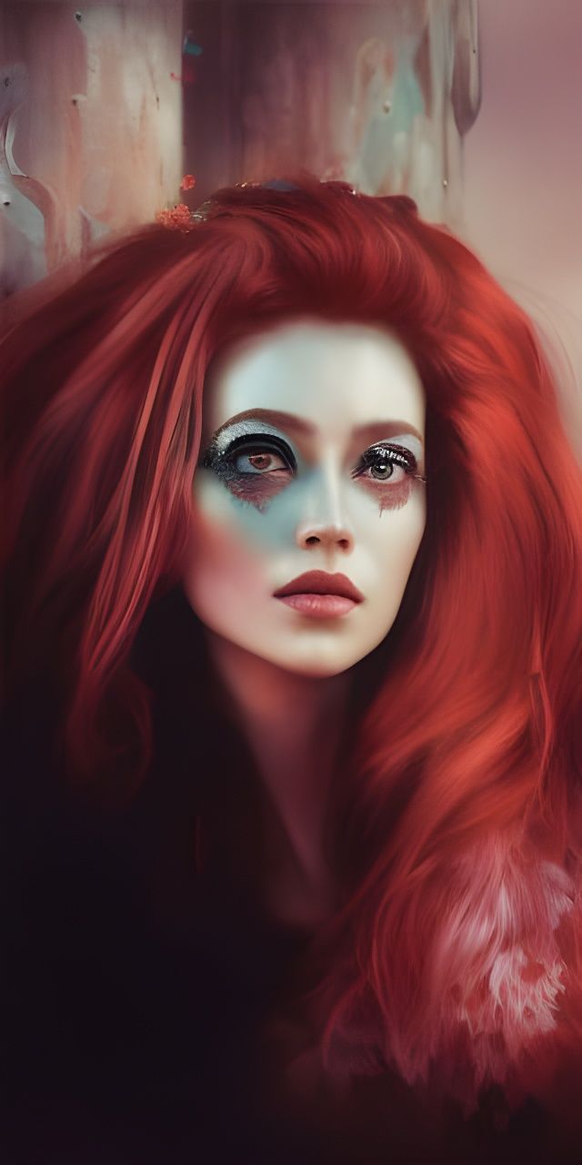 Detailed Portrait of a Red-Haired Warrior Woman