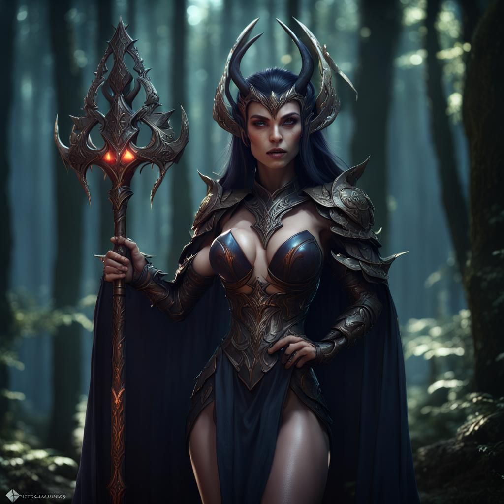 Lustrous Dark Elf in Forest Temptation