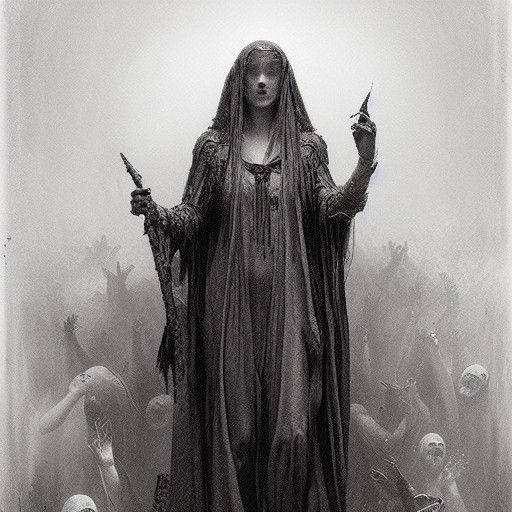 Priestess of Abominations in Horror Style