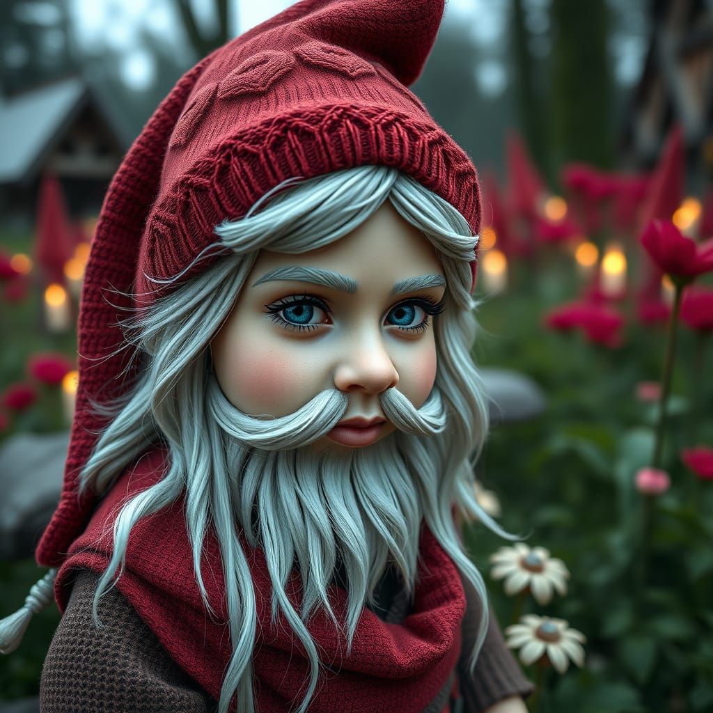 Ultra-Realistic Gnome: Stunning Young Woman in 8k