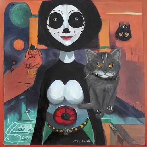 Black Cat in Space: Surreal Gothic Art
